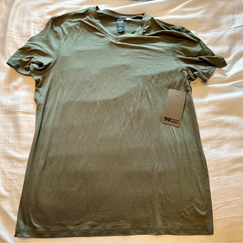Men's Olive Green V-Neck T-Shirt